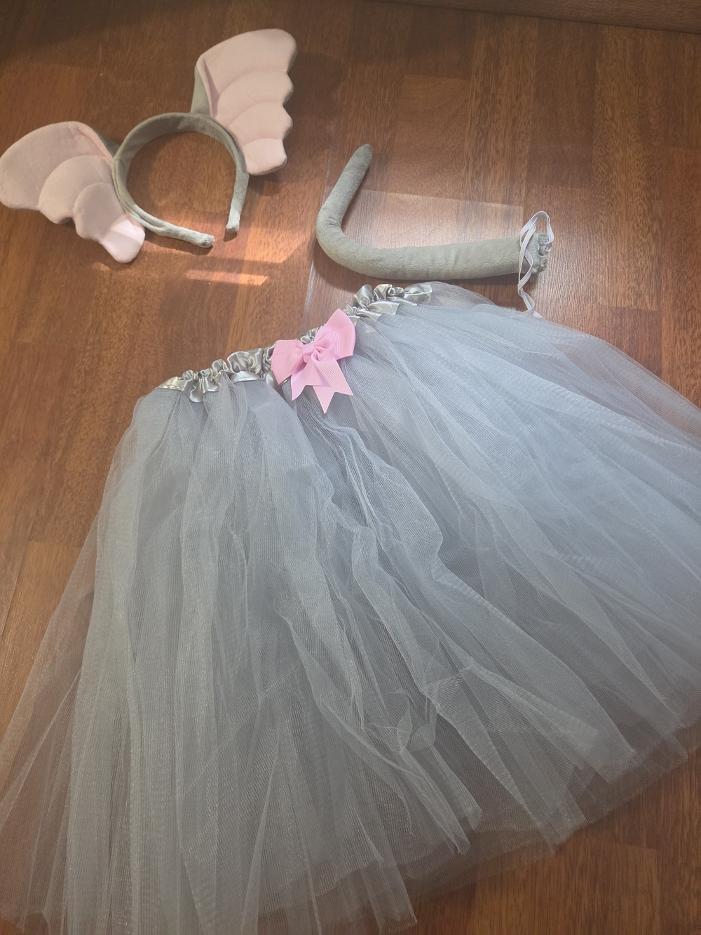 Kids Elephant Costume Tutu Set in Light Gray,